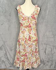 CAbi Womens 8 Boho Paisley Floral Flounce Hem Dress Ruffles Fairy Peasant