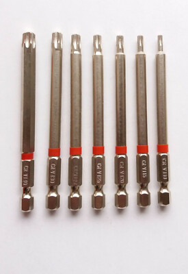 10 Stück Torx Bit 90mm LANG aussuchen T10 T15 T27 T40 10x CR-V 1/4''
