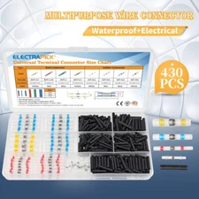 430PCS Solder Seal Sleeves Heat Shrink Butt Wire Terminals Connectors Waterproof
