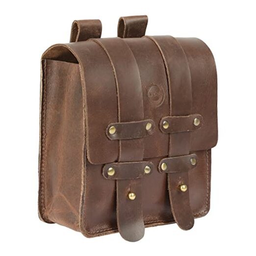 Leather Belt Pouch Waist Fanny Pack with Belt Loop Weekend Practical Dark Brown-image