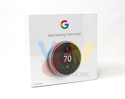 Google Nest Learning Thermostat With Google Assistant Polished Steel New