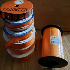 12 Spools Of Halloween Craft Ribbon, 4yds,5 YDS,6 YDS AND 500 yds, Pumpkins