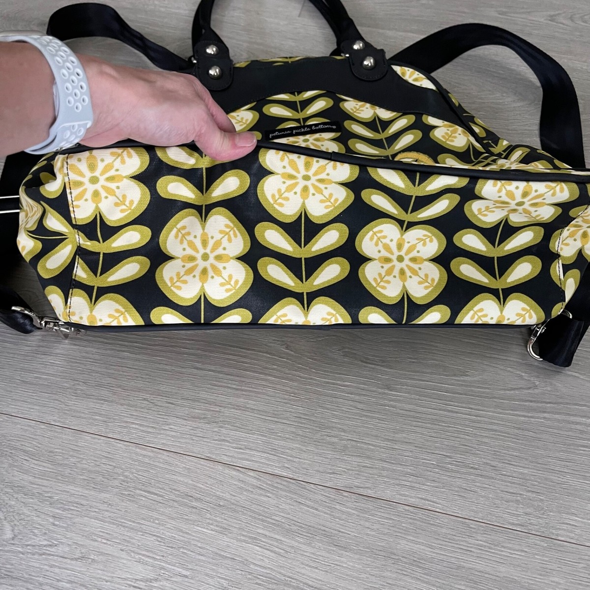 Petunia Pickle Bottom Yellow and Black Floral Bag backpack 