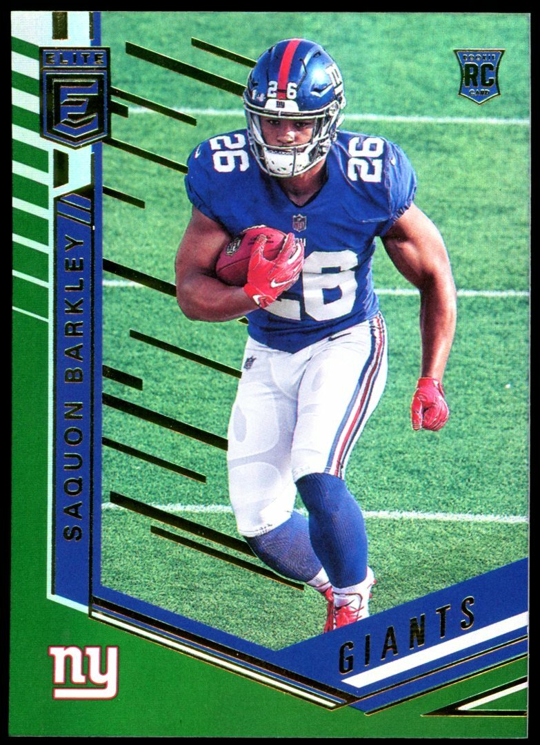 Saquon Barkley 2018 Panini Donruss Elite Green Foil Rookie Card #156 Nm-Mt