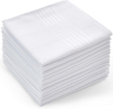 Ohuhu Handkerchiefs for Men, 100 Soft Cotton Hankerchief Machine Wash White Poc