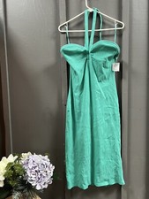 NEW Nine West Womens Green Sweetheart Neckline Bodycon Dress Size XL Neck Tie