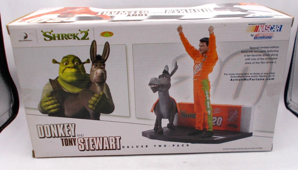 Action McFarlane 2004 NASCAR Shrek 2 burro y Tony Stewart paquete de dos de lujo Foto 3 de 4