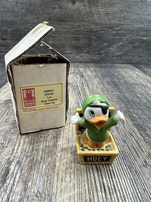Schmid Disney Hand Painted Porcelain Huey Duck Treasure Chest Figurine 275105