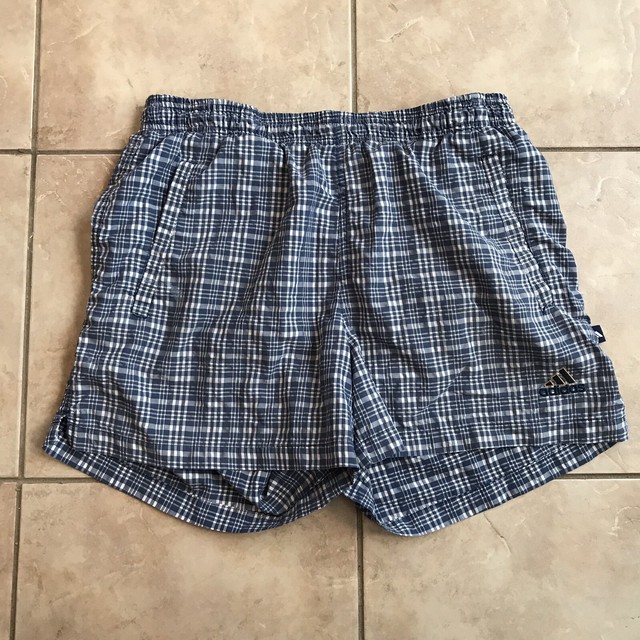 adidas mens check swim shorts