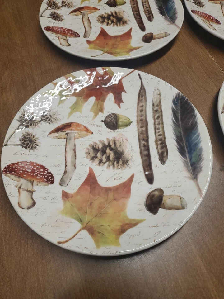 Pier 1 Imports Ensalada de Setas Bosque 8.75" Platos Pluma Piña Nuevo Cubo 60 Foto 2 de 4