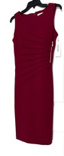 CALVIN KLEIN STARBURST PLEAT S/LESS SHEATH DRESS, RED CHERRY, SIZE 8 NWT
