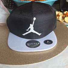 Jordan Youth Basketball Snapback Hat Black White Jumpman Logo