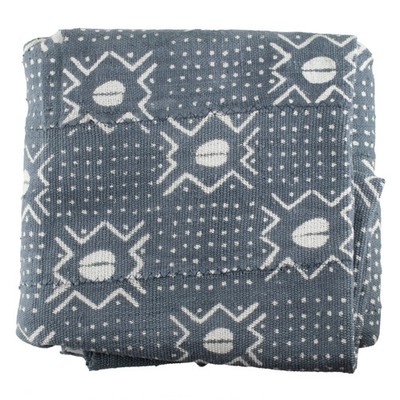 Grey Bogolan Mali Mud Cloth Dotted Cowrie Design African Cotton Handmade
