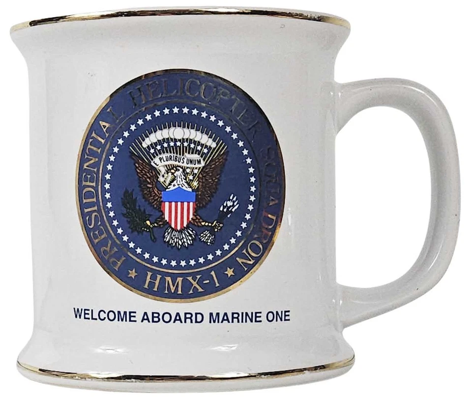 Taza de café vintage President Reagan usada personalmente Marine One (HMX-1) Foto 2 de 4
