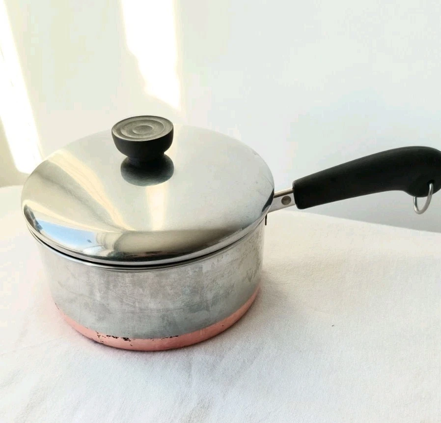 Revere Ware Pan Sauce Pot 2 QT Copper Bottom With Lid USA 1801