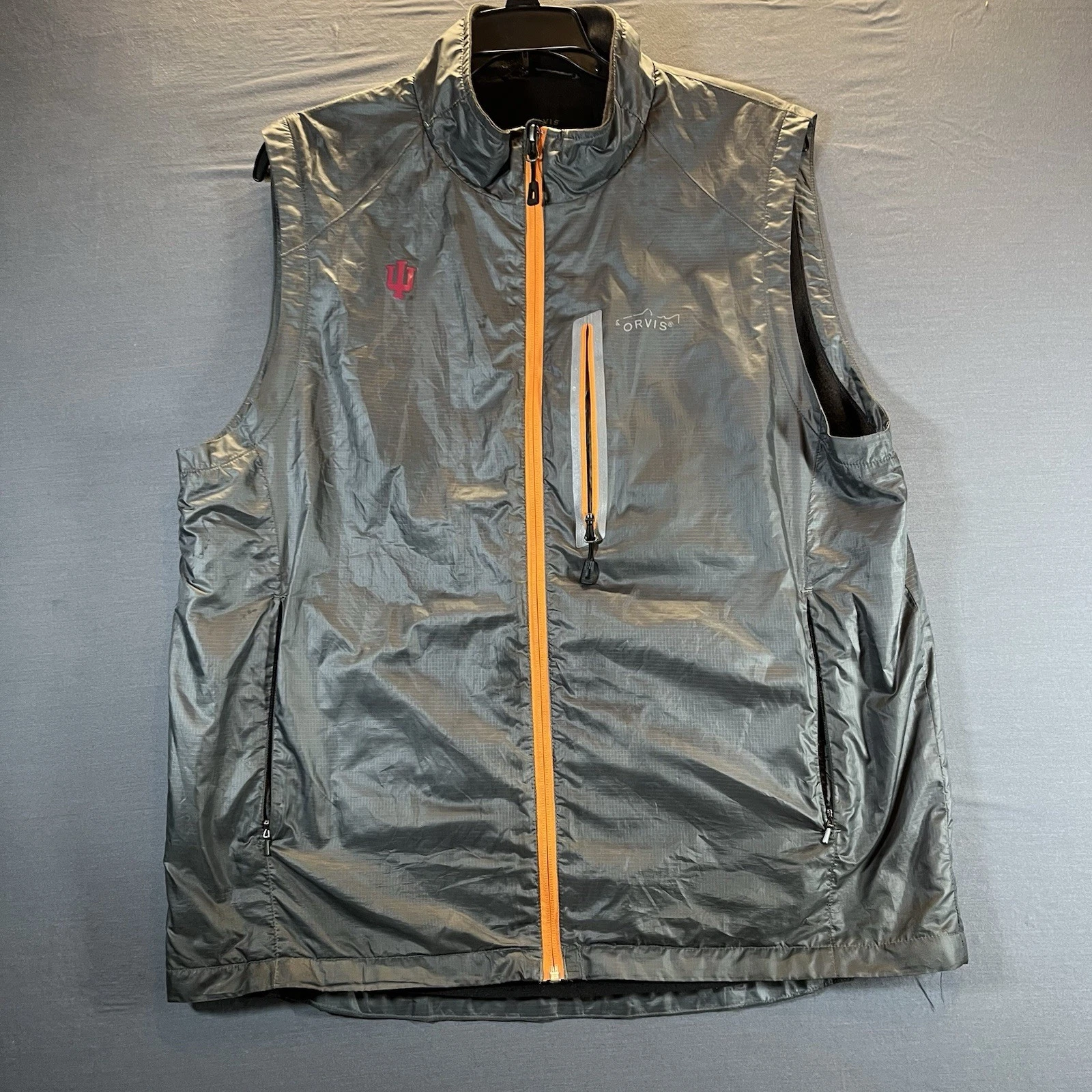 Orvis Trout Bum Vest Mens Medium Puffer Quilted Gray Full-Zip Shell