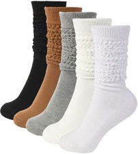 LYDTICK 5 Pairs Slouch Socks For Woman Thigh High Scrunch Medium, Multicolor