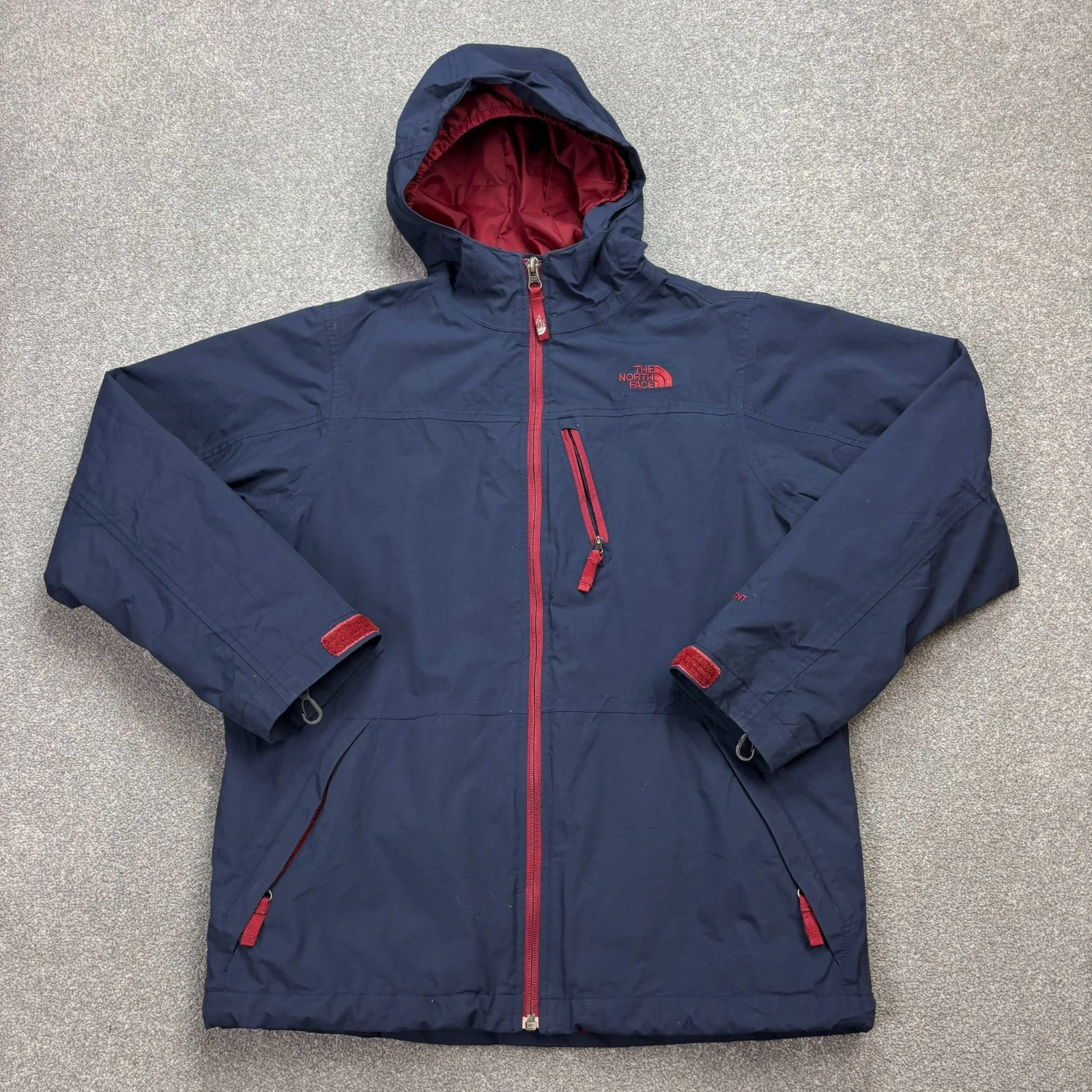 North Face Jacket Kids Large Blue Hyvent Windbreaker Hood Rain Lined Coat Youth