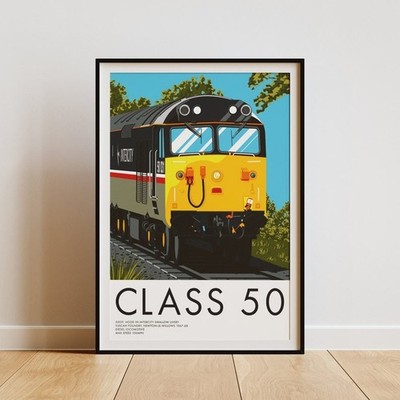 British Rail Class 50 Locomotive in Intercity Swallow Livery | Train Print |