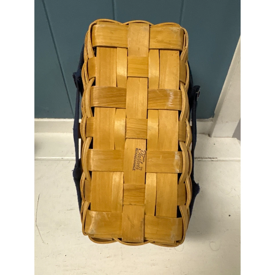 Taskett's Renaissance Woven Basket with Blue Fabric Liner Home Decor 9" x 5" - Image 4 of 4