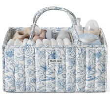 Blissful Diary Floral Diaper Caddy Organizer, Stylish Nursery Storage Basket,...