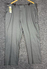 NEW Haggar Gray Premium Comfort No Iron Classic-Fit Dress Pants 44WX32L
