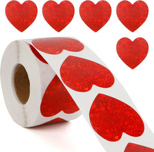 Heart Stickers, 500 PCS Valentines Heart Stickers for Kids, 1.5 Inch Large Red H