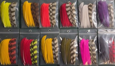 Trueflight 4'' Parabolic Cut Combo Pack  LW or RW Feathers - 12 Solid/ 6 Barred