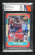 BAS 1986-87 Fleer Charles Oakley #81 BAS BGS Encased with Relic Auto k0q