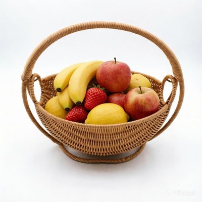 Hanging Wicker Fruit Basket Handwoven PP Waterproof for Kitchen Storage