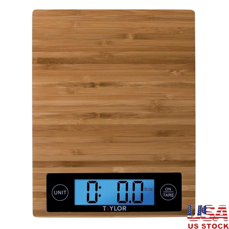 Bamboo Digital Kitchen Scale Precision Measuring Tare Auto Shut Off Backlit LCD