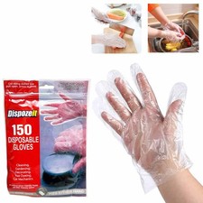 150pk Disposable Plastic Gloves for Food Prep Cooking Cleaning Restaurants Work