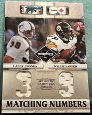 2007 Leaf Limited 057/100 Larry Csonka/Willie Parker Game Used Jerseys Donruss