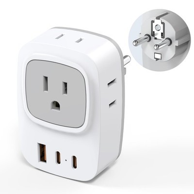 European Travel E F Plug Adapter, International Power Adapter with 4 AC Outle...