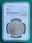 1886 Morgan Silver $1 Dollar Coin NGC MS 61