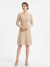 SHEIN Beige Cable Knit Long Sleeve Sweater Dress Size L (NWOT)