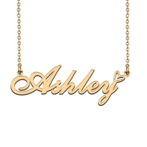 Authentic 18K Gold Plated Name Necklace Ashley Necklace for Women Heart Pendant Jewelry Gi