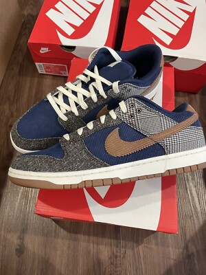 Nike Dunk Low Tweed Midnight Navy Ale Brown FQ8746-410 Mens 4 New SB Travis DB