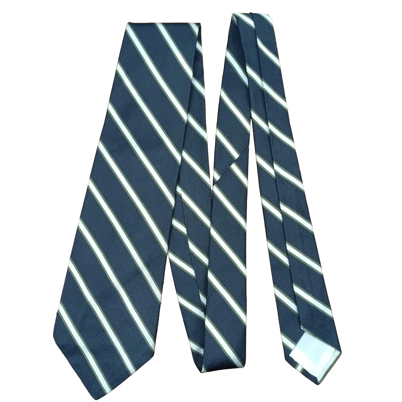 Vtg Brooks Brothers Mens Black Gold Regimental Stripe Repp Necktie 100% Silk Tie thumbnail 2