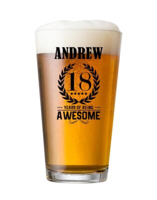 Personalisierte 18. Geburtstag Geschenke für Jungen, Männer oder ihn Bierglas super BG-UV11
