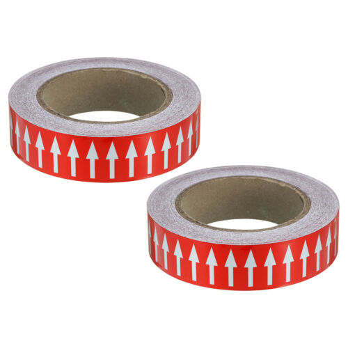 2pcs Adhesive Pipe Directional Flow Arrow Tape 1-3/16"x65, White on Red - Photo 1 sur 5
