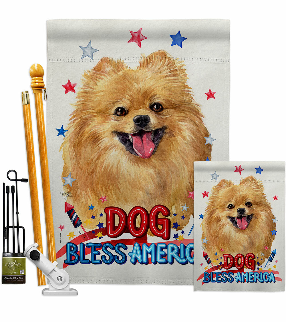 Caroline's Treasures LH9440GF Pomeranian Easter Eggtravaganza Flag
