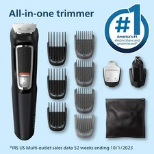 Philips Norelco Multi-groomer Series 3000, Powered Electric Trimmer,13 Pieces