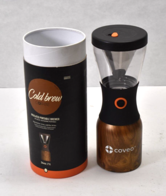 Asobu Insulated Portable Brewer Cold Brew Coffee 34oz 1L Wood Home