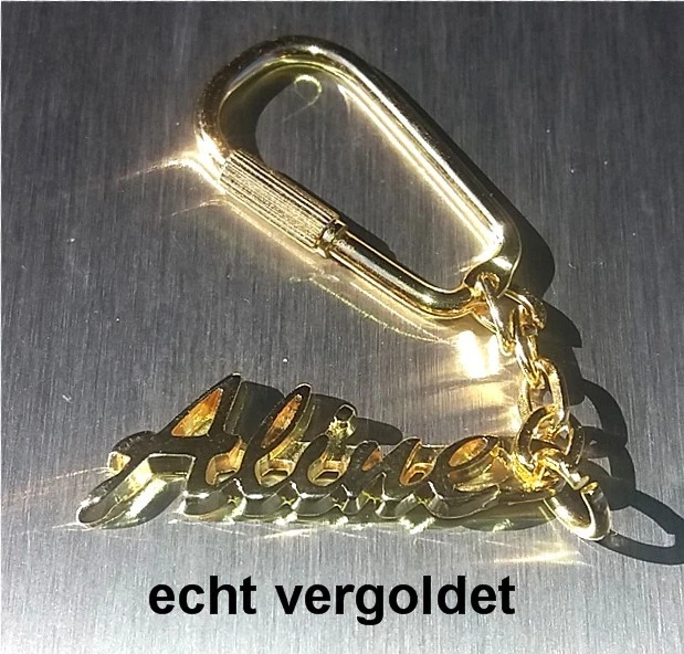 HIERZEGGER EDLER SCHLÜSSELANHÄNGER ALINE VERGOLDET GOLD NAME KEYCHAIN KEYCHAIN