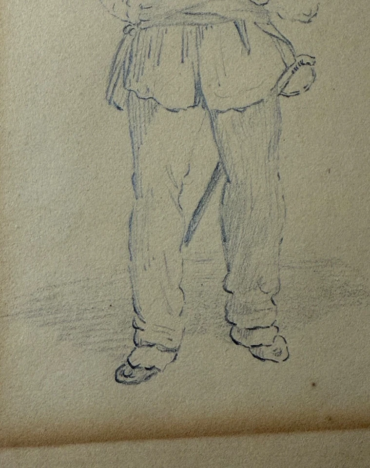 antiguo retrato militar francés de 1830 de hombre en uniforme dibujo armado boceto Foto 3 de 4