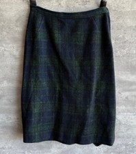 Vintage 1950s Glenhaven Ltd Blue Green Tartan Plaid Tweed Skirt Size S