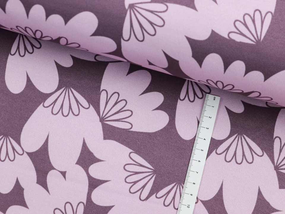 SOFTSHELL Stoff Outdoorstoff winddicht Blüten Retro auf BEERE EUR 15,98/m - Bild 2 von 3