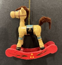 VINTAGE WOODEN ROCKING HORSE 3.5  ORNAMENT UNBRANDED