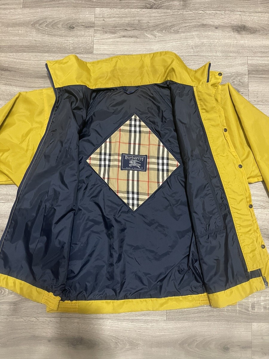Burberrys Vintage 90s Yellow Nylon Windbreaker Bomber Jacket